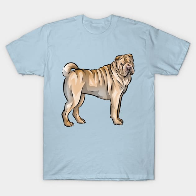 Cute Sharpei Dog | Fawn T-Shirt by Shirin Illustration